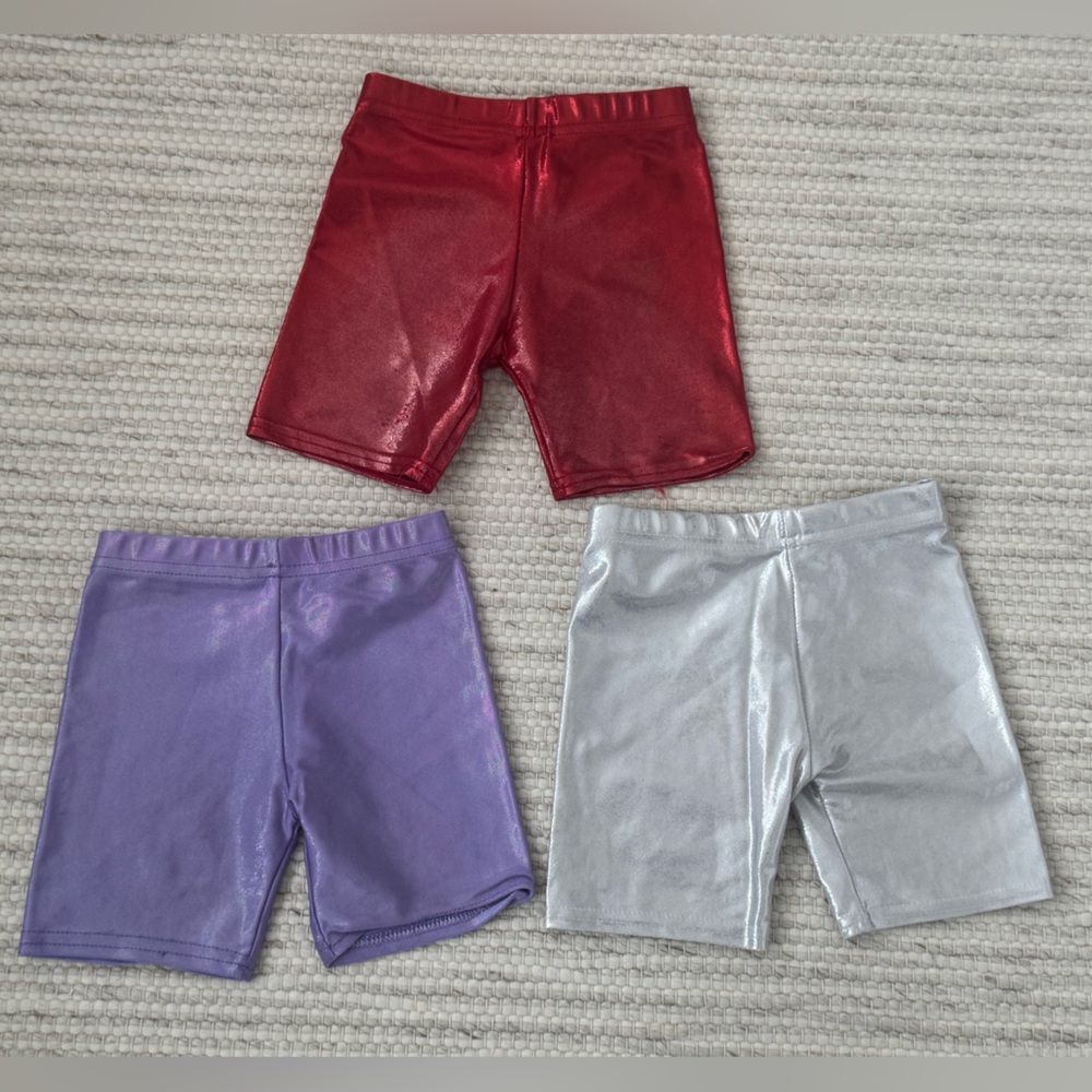 DORI CREATIONS Lame High Shine Bike Cartwheel Shorts - Size 5/6 years